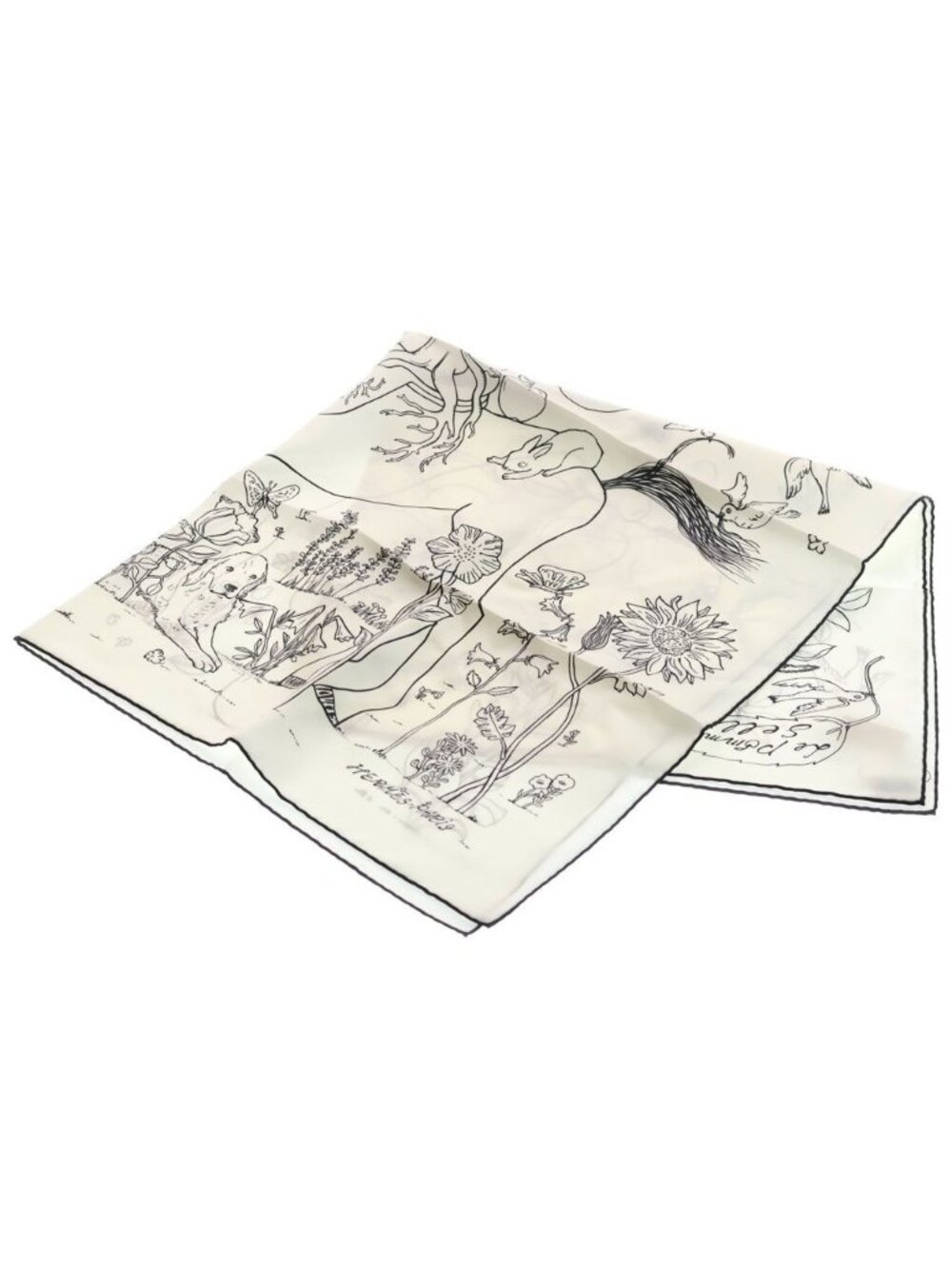 Hermes Carre 90 le Pommier Sellier Scarf Silk White Black